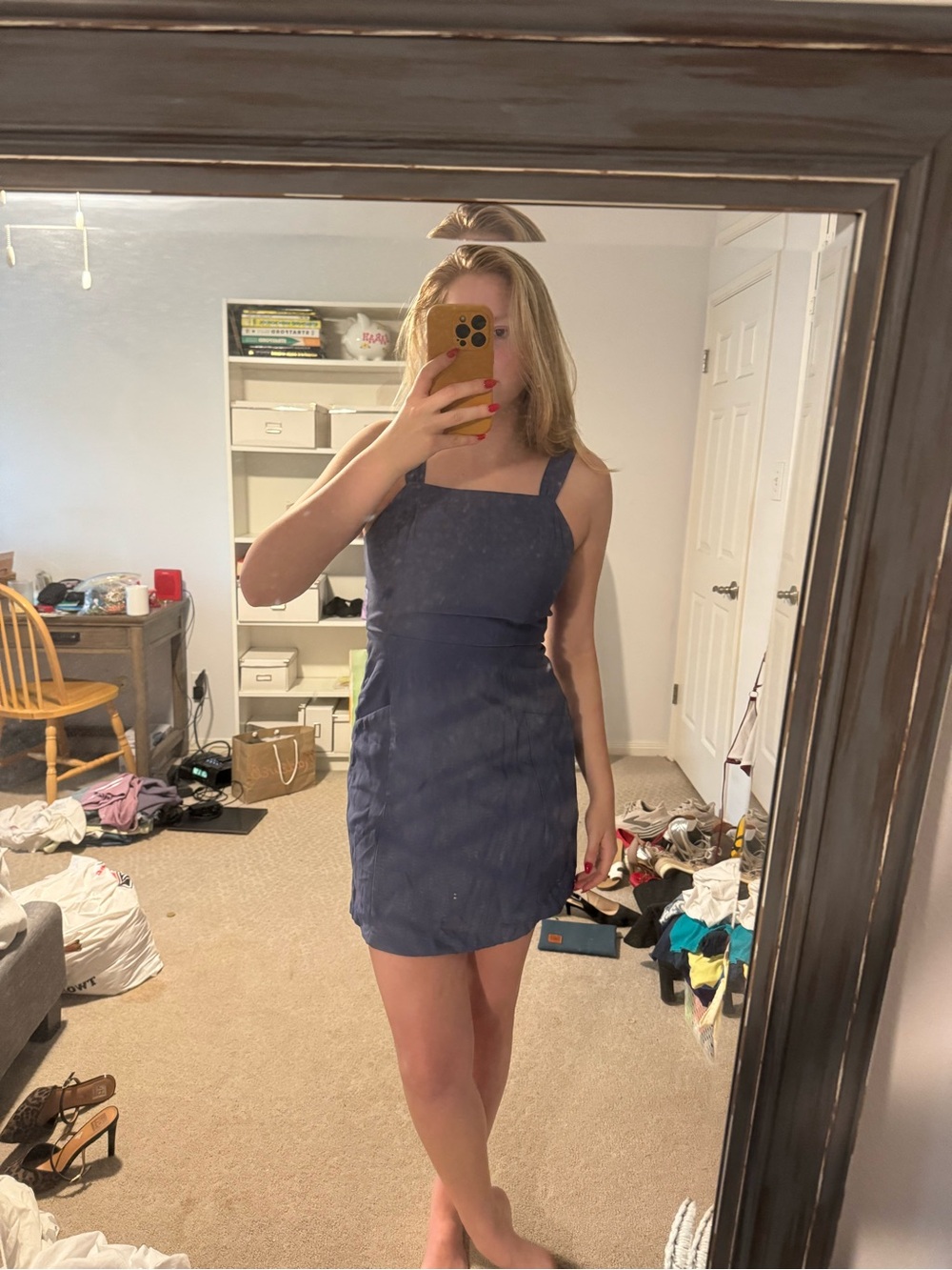 Lost + Wander Navy Square-Neck Mini Dress